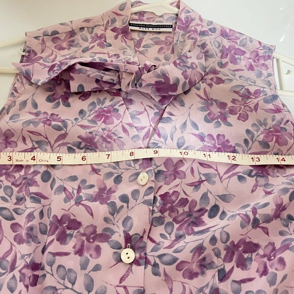 AMANDA SMITH Pure Silk LADIES FLORAL/SLEEVELESS Size PS Tops/PREOWNED - Picture 7 of 8